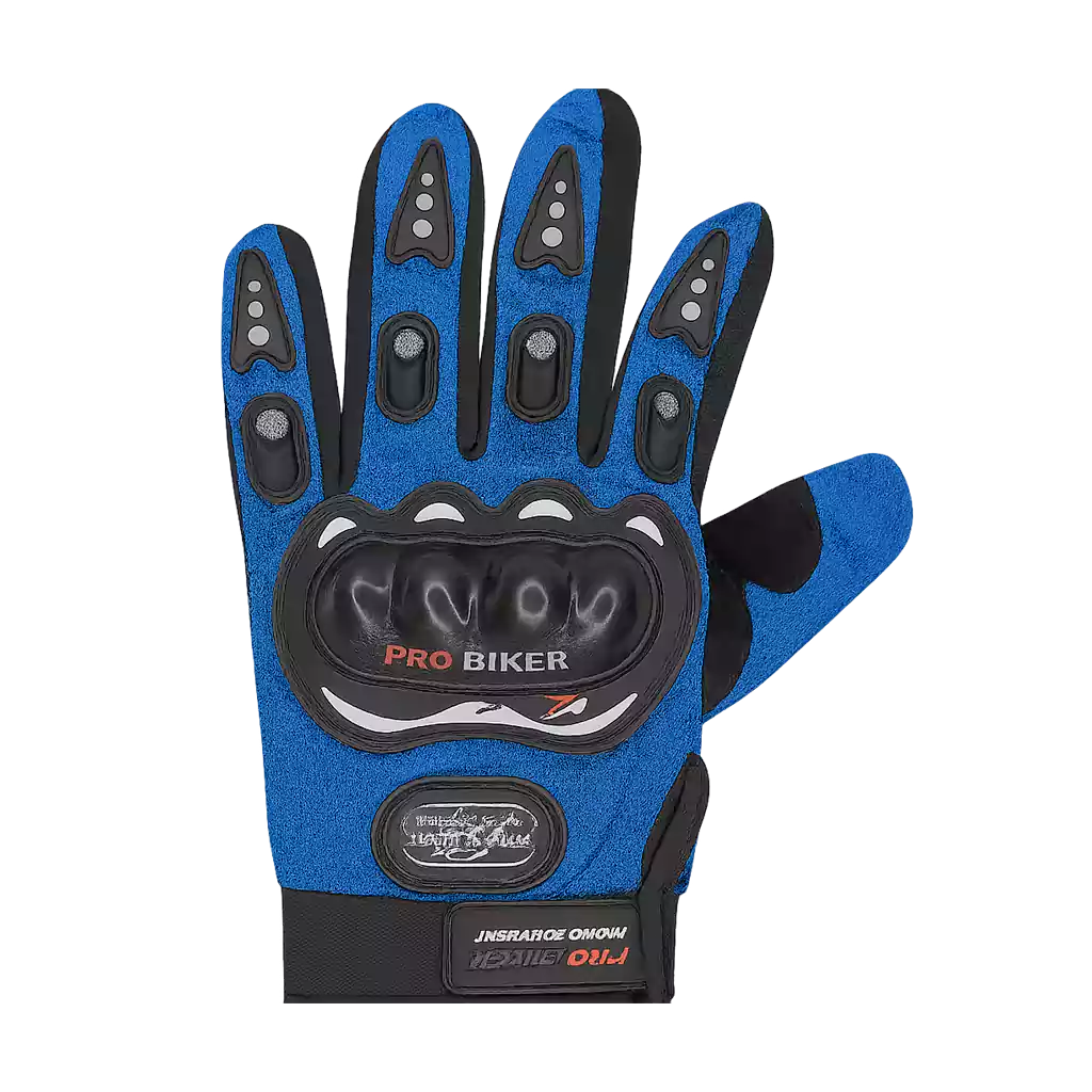 20251120_1317_Blue Biker Glove_remix_01kagaey8nf6z8a8vytpyxw973 دستکش موتور سواری با پروتکشن رنگ آبی