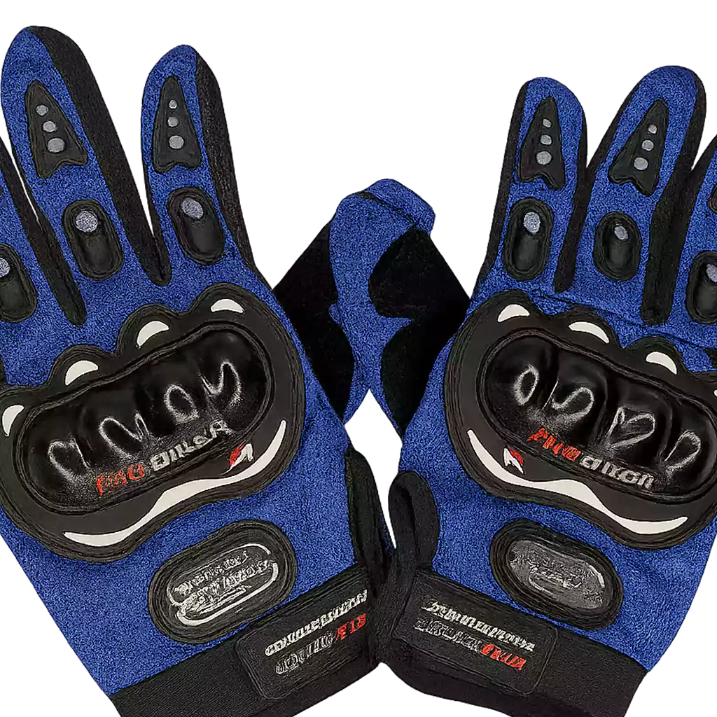 20251120_1320_Blue Biker Gloves_remix_01kagan9epefkta1bdehb4abqt دستکش موتور سواری با پروتکشن رنگ آبی - تصویر 2